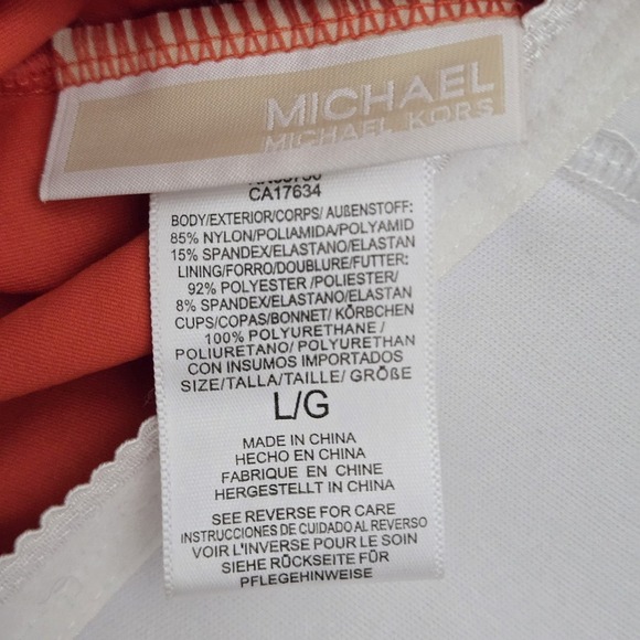 Michael  Kors 2 Pc Swimsuit Terracotta Cruise 2019 Size L Ruffled Coastal Beach - Picture 8 of 13